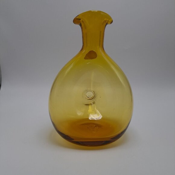 Vintage Bischoff Gold Blown Glass Donut Pinched Decanter - Picture 6 of 10